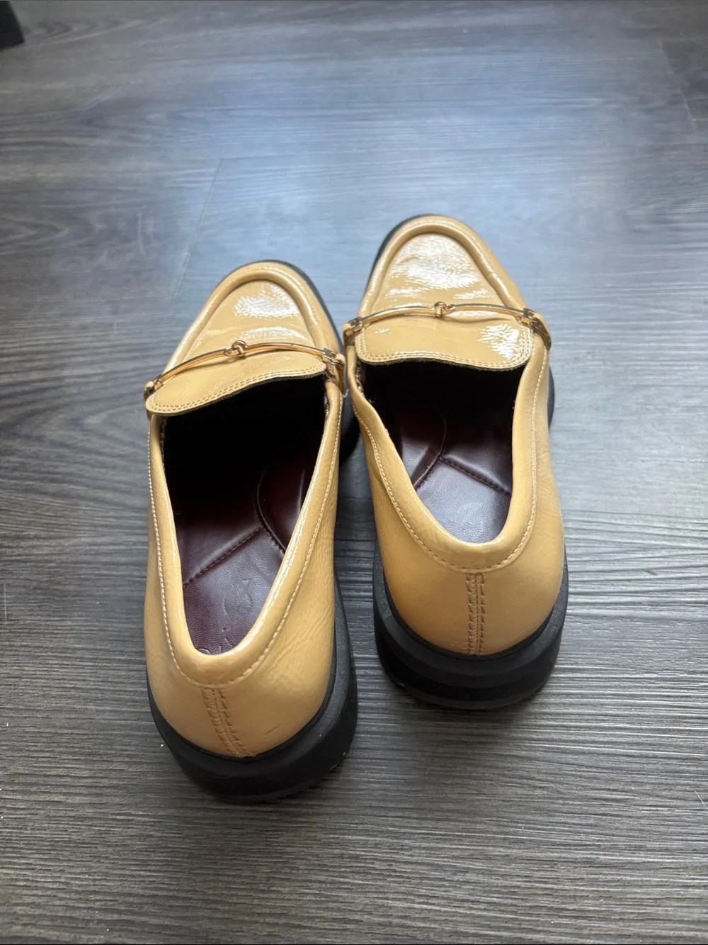 SARTO By Franco Sarto Mustard Tan Leather Loafers with Gold Bit